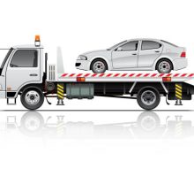 VECTOR EPS10 - tow truck and car, isolated on white background.