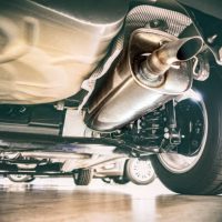 Exhaust pipe and technik - view under the car